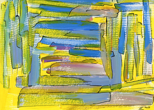 Sunset thru the Window 9''x12''  acrylic on watercolor paper